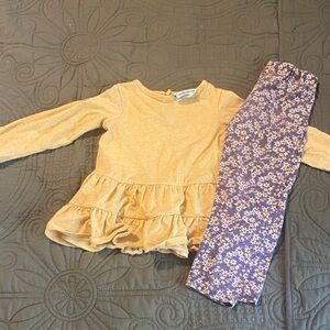 Rare Editions Yellow Top with Ruffles and matching bottoms